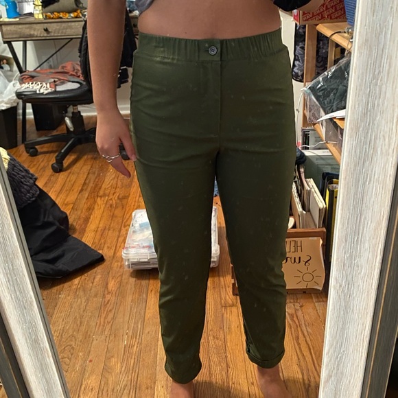 Olive Green Woven Trousers - Picture 8 of 9